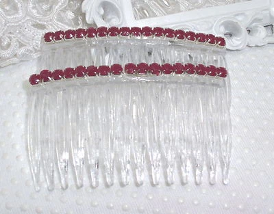 Opaque Dark Red Color Rhinestones Side Hair combs, Red Dance side hair combs - Image 1 of 4