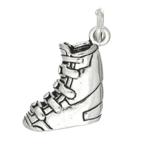 Sterling Silver Snow Skiing Ski Boot Charm or Pendant - Picture 1 of 2