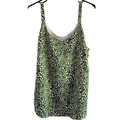 Bar III Green Animal Print Tank Top Sleeveless Casual Blouse 1X - Image 1 of 4