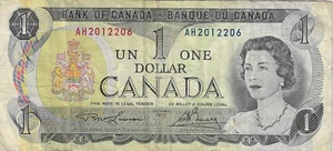 1973 $1 One Dollar Bank of Canada Banknote Lawson Bouey Circulated - Picture 1 of 2