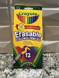 Crayola Erasable Colored Pencils 12 Pre-Sharpened Pencils -Bright/Bold Colors - Picture 1 of 1