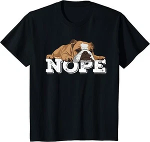 Nope Lazy English Bulldog Dog Lover Gift Youth Unisex T-shirt - Picture 1 of 6