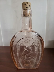 Vintage Wheaton Pink Glass Bottle & Cork Horse Shoe Medicine Co 7.5"+ - Picture 1 of 4