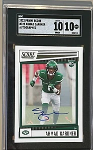 AHMAD “SAUCE” GARDNER SGC 10 Auto 10 GEM 2022 Panini Score Rookies New York Jets - Picture 1 of 2