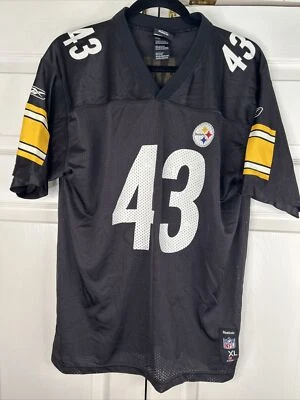 Camiseta deportiva Pittsburgh Steelers Reebok NFL Troy Polamalu juvenil XL malla negra Foto 1 de 4