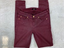 7 For All Mankind Size 26 Womens Jeans Skinny Stretch Low Rise Maroon Color