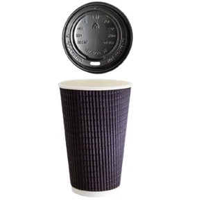 50 X 16Oz Charcoal Triple Wall Corrugated Hot Coffee Cups 475Ml - Picture 1 of 3
