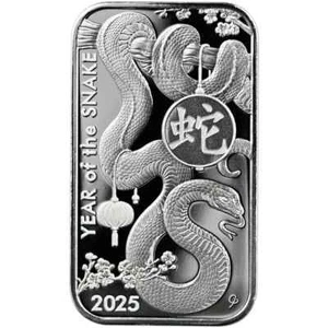 2025 Asahi Lunar Year of the Snake 1 oz Silver Bar - Picture 1 of 2