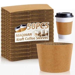 Paquete de 50 fundas desechables para tazas de café para bebidas frías calientes aptas para tazas de papel de 12-20 oz - Imagen 1 de 7