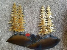 Vintage Dallas Galbraith Metal Wall Sculpture Art Trees Sun Hills Signed 1987
