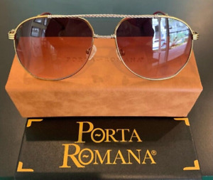 PORTA ROMANA 1232. Col 100. Gold with Silver & Gold Braided Aviator Sunglasses