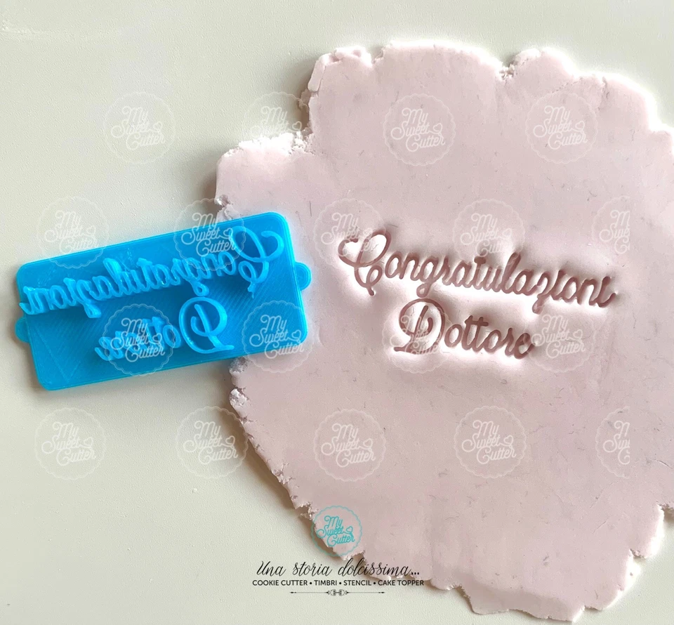 Mini Timbro Congratulazioni Dottore Laurea Diploma Formina Biscotti - Bild 1 von 1