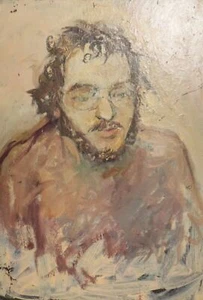 Vintage realist oil painting man with glasses portrait - Imagen 1 de 12