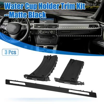 3 pcs Car Cup Holder Set Trim Divers Passenger Side for BMW-3 51459173469 Black - Image 1 of 4