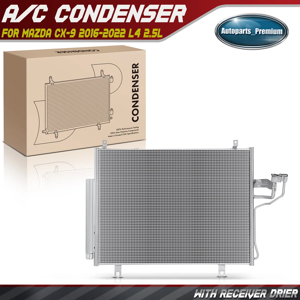 Condensador AC com receptor secador e suporte para Mazda CX-9 2016-2022 L4 2,5L - Imagem 1 de 4