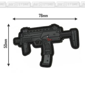 Patch in PVC MP7 HK 7,8 x 5 cm Effetto 3D Militare Softair con Velcrogrip