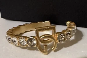 Dolce&Gabbana Women's Gold Tone Crystal Logo Hoop Earring - Picture 1 of 5