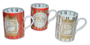 Dept 56 Santa Mugs Christmas Time Clock December 25th Set of 3 - Picture 1 of 9