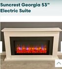 SUNCREST GEORGIA TEXTURED WHITE MODERN SURROUND ELECTRIC FIREPLACE SUIT RRP £812