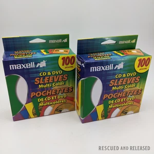 2x Maxell 190132 cd-403 cd/DVD Paper Sleeves-Clear Windows 200 count Asst Colors - Picture 1 of 8
