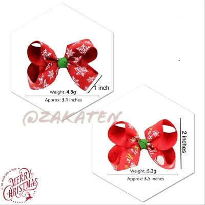 Baby Girl Toddlers Infant Christmas Hair Bow Hair Clip By US Seller   - Image 1 of 3