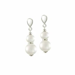 Delicate White Shell Pearl Silver Drop Clip on Earrings - Picture 1 of 1
