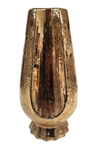 Vintage 'Weeping Gold' Vase Hollywood Regency MCM Tall 11" - Picture 1 of 13