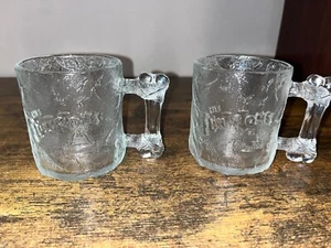 FLINTSTONES McDonalds 1993 Vintage Glass Mugs SET OF 2, Pre-Dawn Mugs- new - Picture 1 of 2