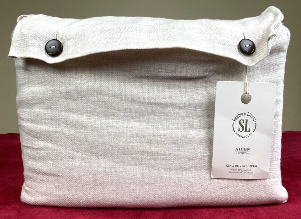 Funda nórdica Southern Living Simplicity beige AIDEN King lino algodón natural Clr Foto 1 de 4