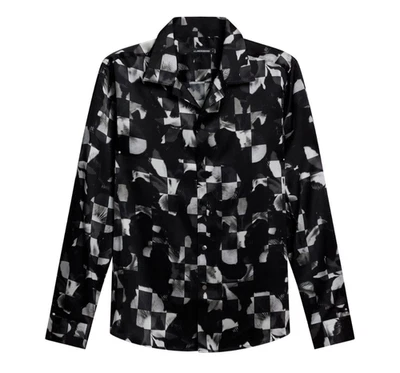 J. LINDEBERG MEN'S PJ SILK WINTER IRIS SHIRT SILK LARGE BLACK NEW NWT - Image 1 of 4