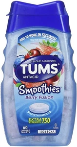 Tums Smoothies Antazida Kautabletten, Berry Fusion - 60 Stück (2er Pack) - Bild 1 von 4