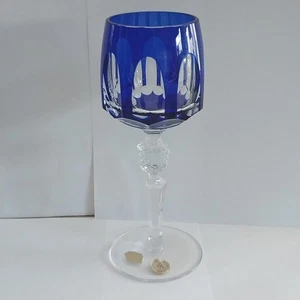 Vtg Germany Nachtmann Antika Crystal Stem Cobalt Blue Wine Goblet Glass 7-7/8"H - Picture 1 of 11