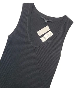 NWT White House Black Market Black Ribbed VNeck Sweater Shell Tank XS - Picture 1 of 10