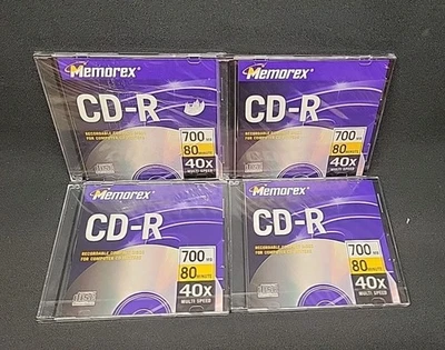 4 New Memorex CD-R Recordable Compact Discs 700 MB 80 Min 40x w/ Cases - Image 1 of 4