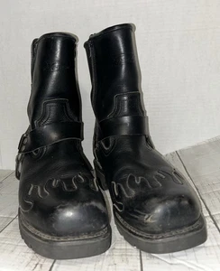 X Element Herren Stiefel 10 M Seitenreißverschluss Motorrad Gurt Reiten halbhohe Flammen - Bild 1 von 15