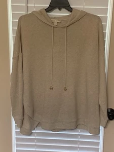 🔥NEU! Michael Kors Damen Strick Stretch Pullover leichter Hoodie hellbraun Gr. 2X - Bild 1 von 14