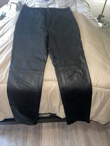 Harley Davidson Black Leather Pants Size 34X34/35 - Picture 1 of 16