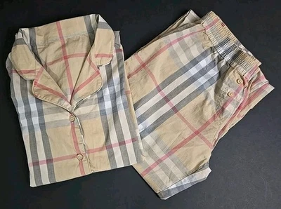 Auténtico conjunto de pijama a cuadros Burberry London Nova camisa y pantalón manga larga mediana Foto 1 de 4
