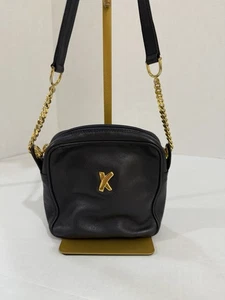 Vintage Paloma Picasso Black Leather Mini Shoulder Crossbody Handbag Gold Chain - Picture 1 of 16
