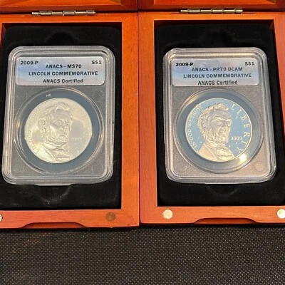 2009 P LINCOLN BICENTENNIAL COMMEMORATIVE $1 SILVER MS70 & PR70 2 COIN SET #13Y - Image 1 of 4