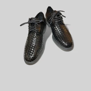 NUEVO Zapatos Donald Pliner Para Hombres 8.5 M Eloi Tejidos Oxford Cuero Negro Con Cordones - Imagen 1 de 6