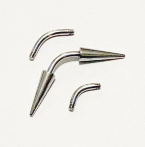 316L Chirurgenstahl 1/2" lange Spikes mit 6, 8 & 10 mm Kurve Langhanteln. - Bild 1 von 5