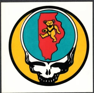 Grateful Dead Decal Sticker Vintage Original Skeleton Skull Illinois State - Picture 1 of 1