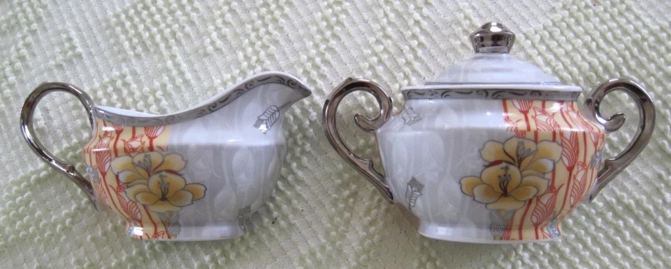 I. Godinger & Co. Plata Oro y Naranja Superposición Floral Azúcar y Crema Foto 1 de 1