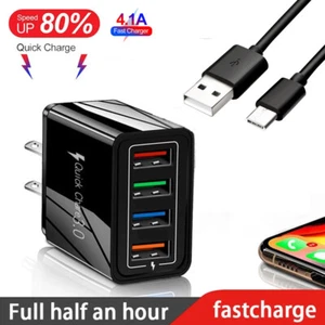 40W USB Wall Charger, 4 Ports Fast Charging Block, QC 3.0 Power Adapter Plug - Picture 1 of 23
