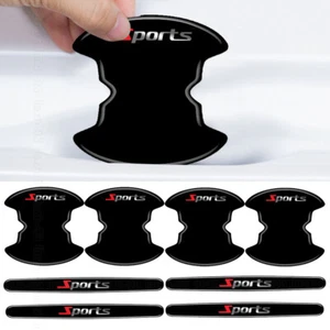 8x Black Sports Logo Car Door Handle Bowl Sticker Scratch Anti Scratch Protector - Picture 1 of 14