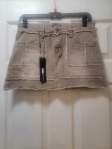 Jeansrock Damen Mini ausgefranst khaki braun Größe Small - Bild 1 von 2