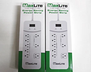 2 MaxLite 8 Steckdosen Energiespar Steckdosenleiste Überspannungsschutz 4' Kabel NEU - Bild 1 von 5