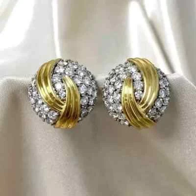 1.40 Ct Round Cut Lab-Created Diamond Hoop Earring 14K Yellow Gold Plated - Image 1 of 4