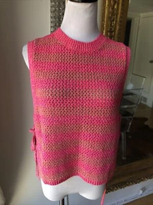 Rag &bone Hot Pink Striped Sleeveless Knit Blouse Size Medium - Picture 1 of 5